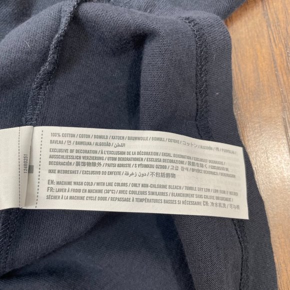 Abercrombie & Fitch Shirt Small Navy Blue Spell-Out Logo Stripe Sleeves Men's - Picture 12 of 12